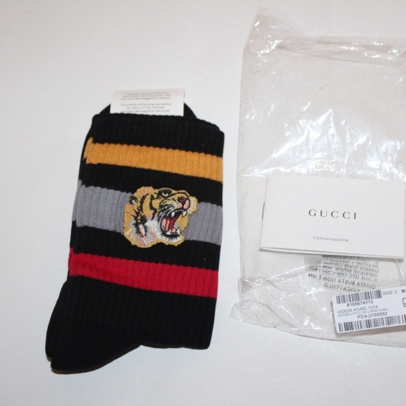 Gucci Little Williams Tiger Mid-Calf Embroidered Socks Black Mens Size Medium/11 - Picture 7 of 9